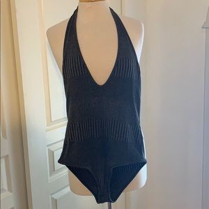 Gray halter bodysuit